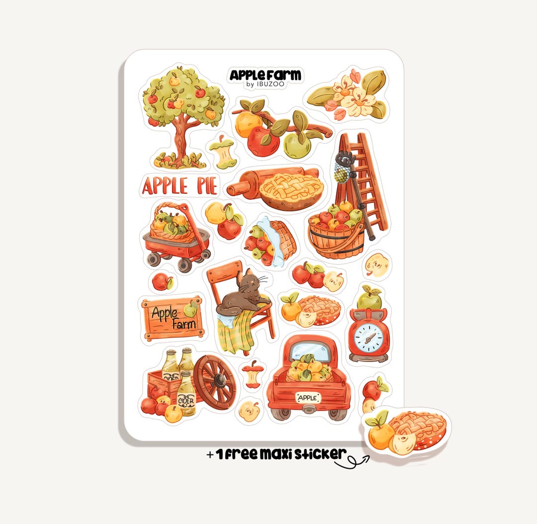 Sticker Sheet Apple Farm | Bullet Journal Stickers - Scrapbook Stickers ...