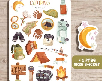 Sticker Sheet Camping | Bullet Journal Stickers - Scrapbook Stickers - Planner Stickers - Decoration Stickers - Stickersheet