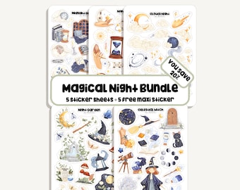 Sticker Set Magical Night | Bullet Journal Stickers -Planner -Dekoration - Witches - Magic - Night Sky