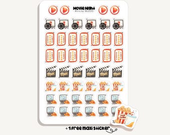 Sticker Sheet Movie Night Minis | Aufkleber Filmabend Minis | Bullet Journal Stickers - Scrapbook Stickers - Planner - Dekoration