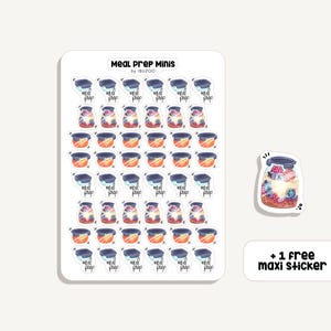 Feuille d'autocollants Minis pour la préparation des repas | Autocollants Mini Préparation Alimentaire | Bullet Journal - Scrapbook - Agenda - Décoration - Alimentation - Suivi