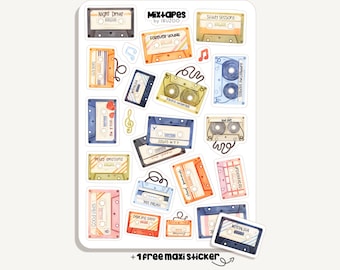 Sticker Sheet Mixtapes | Bullet Journal - Scrapbook - Planner - Decoration - Hobby - Music - Retro