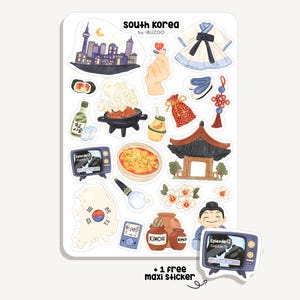 Sticker Sheet South Korea | Bullet Journal - Scrapbook - Planner - Decor - Asia - Travel