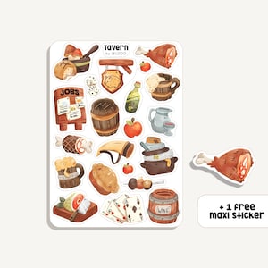 Hoja de pegatinas Taberna | Pegatina Tawerne | Bullet Journal - Scrapbook - Planificador - Decoración - RPG Stickersheet - DnD - Fantasía