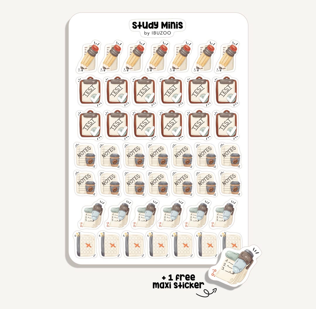 Sticker Sheet Study Minis | Bullet Journal - Scrapbook - Planner ...