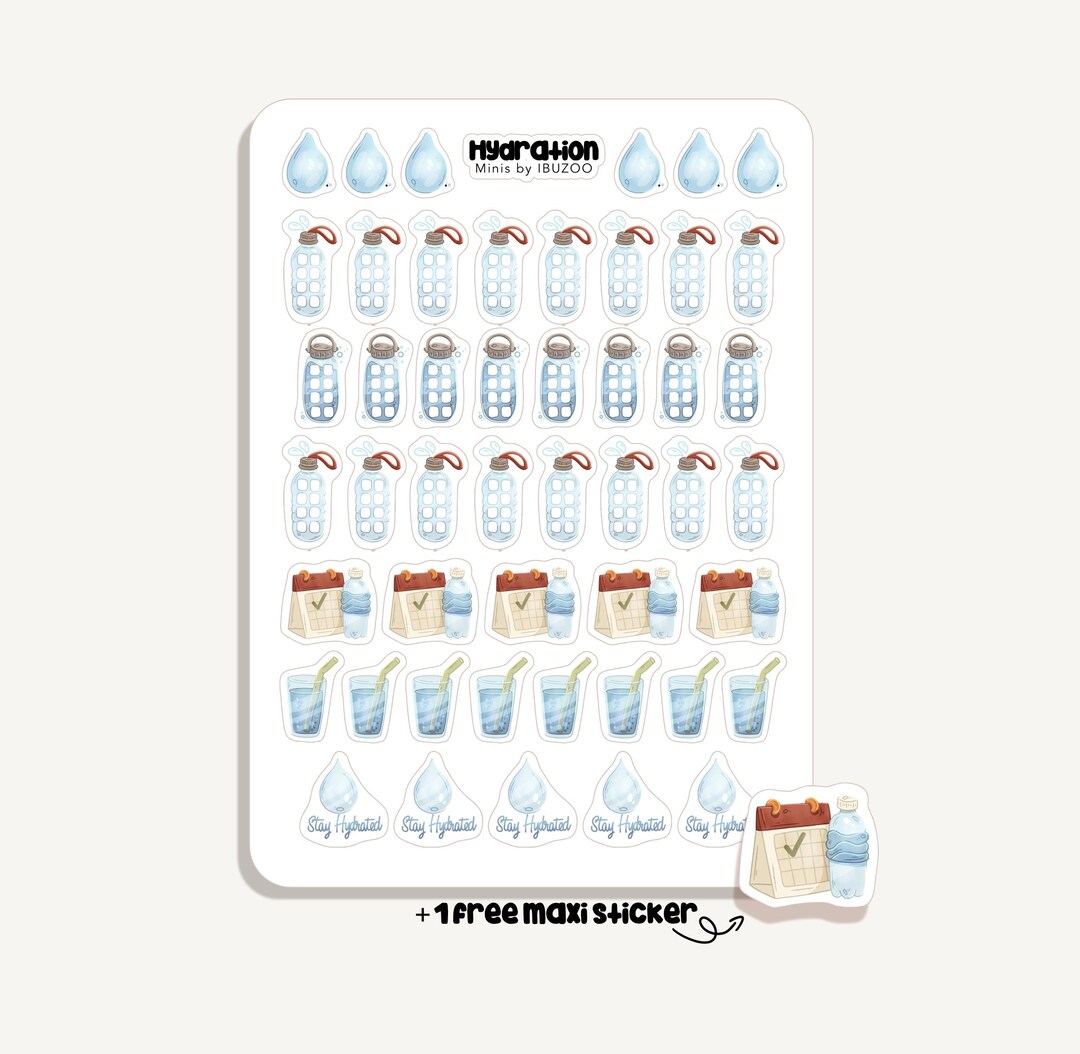 Sticker Sheet Hydration Minis | Bullet Journal - Scrapbook - Planner ...
