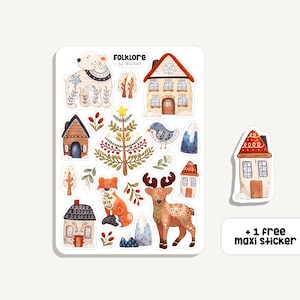 Stickervel Folklore | Stickerfolklore | Bullet Journal - Plakboek - Planner - Decoratie - Winter - Scandinavië - Patroon