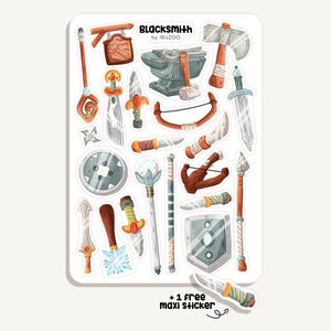 Sticker Sheet Blacksmith | Bullet Journal - Scrapbook - Planner - Decoration - RPG Stickersheet - DnD Sticker - Fantasy