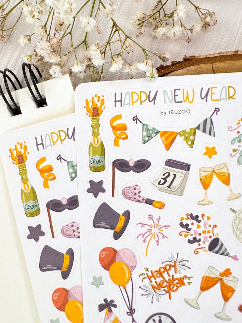 Sticker Sheet Happy New Year Bullet Journal Stickers Scrapbook Stickers Planner Stickers Decoration Stickers Stickersheet Bild 4