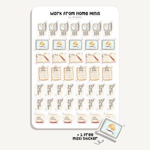 Stickervel met mini-stickers voor thuiswerken | Stickers voor bullet journal - scrapbook - planner - decoratie - thuiskantoor - tracker