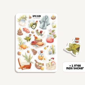 Feuille d'autocollants Journée Spa |  Autocollant Journée Spa | Bullet Journal - Scrapbook - Agenda - Décoration - Beauté - Spa - Soins - Amour de soi