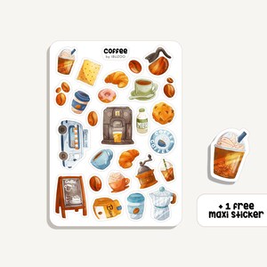 Stickervel Koffie | Stickerkoffie | Bullet Journal - Plakboek - Planner - Decoratie - Bakkerij - Barista