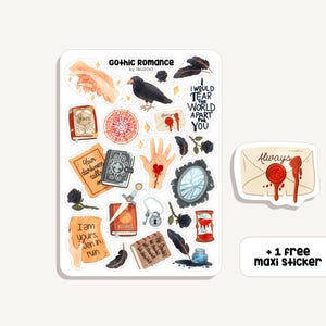 Sticker Sheet Gothic Romance | Aufkleber Gotik Romantik | Bullet Journal - Scrapbook - Planner - Dekoration - Lesen - Bücher