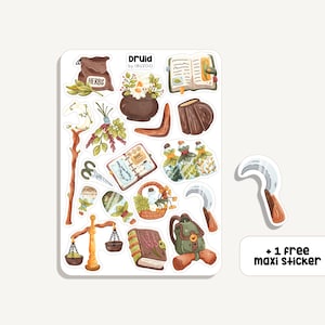 Hoja de pegatinas Druida ? Pegatina Druida | Bullet Journal - Scrapbook - Planificador - Decoración - RPG Stickersheet - Dnd - Fantasía
