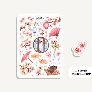 Sticker Sheet Sakura | Aufkleber Kirschblüten | Bullet Journal - Scrapbook - Planner - Dekoration - Kirschen - Japan - Blumen