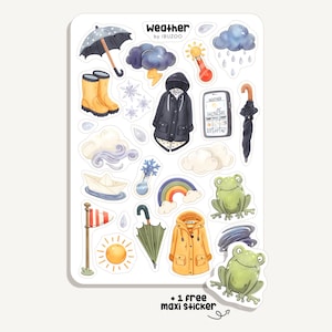 Väderklistermärkesark | Väderklistermärken | Bullet Journal - Scrapbook - Planerare - Dekoration - Regn - Sol