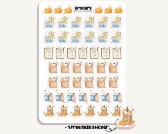 Cartela de Adesivos de Miniaturas de Alimentos | Adesivos de Mini Comida | Bullet Journal - Scrapbook - Planner - Decoração - Compras - Rastreador