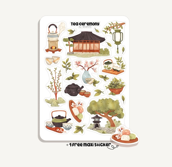 Sticker Sheet Tea Ceremony | Aufkleber Tee Zeremonie | Bullet Journal - Scrapbook - Planner - Dekoration - Tee - Asien