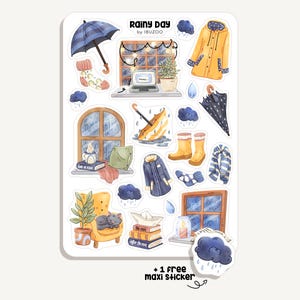 Sticker Sheet Rainy Day | Bullet Journal - Scrapbook - Planner - Decoration - Rain - Wind - Cozy