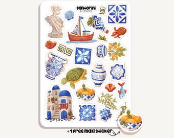 Sticker Sheet Santorini | Bullet Journal - Scrapbook - Planner - Decoration - Greece - Travel