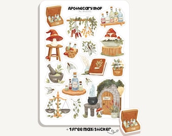 Sticker Sheet Apothecary Shop | Bullet Journal - Scrapbook - Planner - Decoration - Magic - Forest - Potions - Herbs