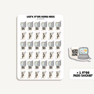 Hoja de pegatinas Trabajo desde Home Minis | Pegatina trabajar desde casa | Bullet Journal - Scrapbook - Planificador - Decoración - Ministerio del Interior -Tracker