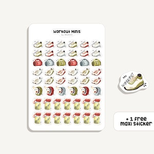Foglio di adesivi per allenamento Mini | Adesivi Sport Mini | Bullet Journal - Scrapbook - Planner - Decorazione - Sport - Fitness - Tracker