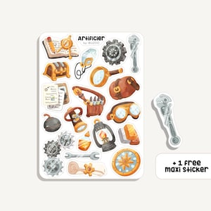 Artiste de feuille d’autocollants | Autocollant forgeron magique | Bullet Journal - Scrapbook - Planificateur - Décoration - Autocollants DnD - RPG - Fantasy