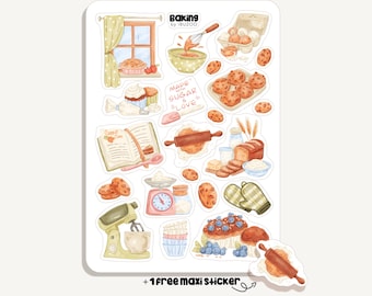 Planche d'autocollants Pâtisserie | Autocollants Pâtisserie | Bullet Journal - Scrapbooking - Agenda - Décoration - Cuisine - Gâteaux - Tartes - Loisirs