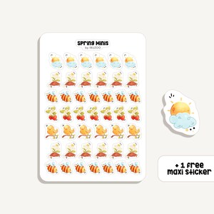 Foglio di adesivi Spring Minis | Mini adesivi primaverili | Bullet Journal - Scrapbook - Planner - Decorazione - Stagioni - Tracker