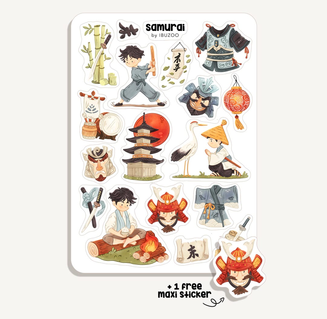 Samurai Paper Notes Sticker Sheet Samurai | Bullet Journal - Scrapbook - Planner - Decor ...