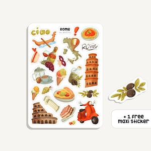 Foglio adesivi Roma | Adesivo Roma | Bullet Journal - Scrapbook - Planner - Decorazione - Italia - Viaggi