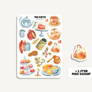 Foglio adesivo Tea Party | Adesivo Tea Party | Bullet Journal - Scrapbook - Planner - Decorazione - Londra