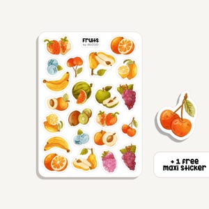 Sticker Sheet Fruits | Aufkleber Früchte | Bullet Journal - Scrapbook - Planner - Dekoration - Natur - Essen
