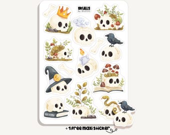 Sticker Sheet Skulls | Bullet Journal - Scrapbook - Planner - Decoration - Horror - Skeleton