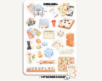 Sticker Sheet Game Night | Aufkleber Spieleabend | Bullet Journal - Scrapbook - Planner - Dekoration - Gesellschaft - Freunde - Familie