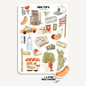 Sticker Sheet New York | Bullet Journal Stickers - Scrapbook Stickers - Planner - Decoration - Summer - Holiday - USA