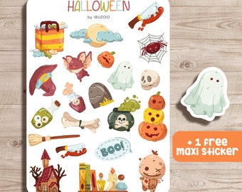 Feuille d’autocollants Halloween | Autocollants Bullet Journal - Autocollants Scrapbook - Autocollants planificateur - Autocollants de décoration - Feuille d’autocollants