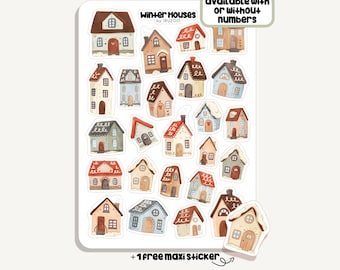 Sticker Sheet Winter Houses | Bullet Journal - Scrapbook - Planner - Decoration - Advent - Celandar - Christma