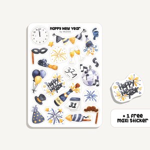 Stickervel Gelukkig Nieuwjaar | Sticker Gelukkig Nieuwjaar | Bullet Journal - Plakboek - Planner - Decoratie - Oudejaarsavond - Feest