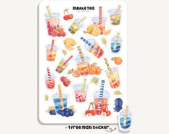 Sticker Sheet Bubble Teas | Bullet Journal - Scrapbook - Planner - Tea - Drinks