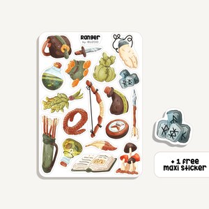 Sticker Sheet Ranger | Aufkleber Waldläufer | Bullet Journal - Scrapbook - Planner - Dekoration - RPG Stickersheet - DnD - Fantasie