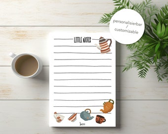 Bloc-notes gobelets A6 50 feuilles de notes - petites notes - liste de courses - liste de choses à faire - bloc-notes enfant - personnalisable - cadeau