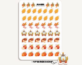 Sticker Sheet Autumn Minis | Bullet Journal Stickers - Scrapbook- Planner- Decoration - Fall Vibes - Fallen Leaves- October Feeling- Tracker