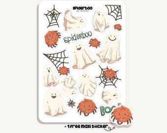 Sticker Sheet Spiderboo | Bullet Journal - Scrapbook - Planner - Decoration - Halloween - Spooky