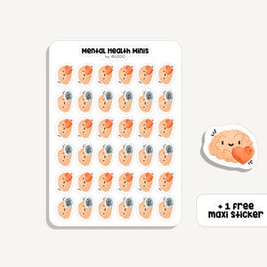 Sticker Sheet Mental Health Minis | Aufkleber Mentale Gesundheit | Bullet Journal - Scrapbooking  - Planner - Icon - Symbol - Tracker