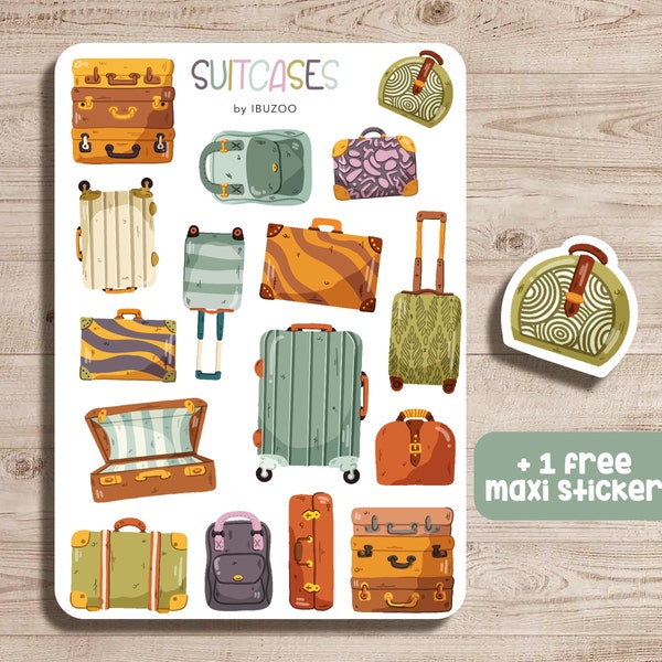 Sticker Sheet Suitcases | Bullet Journal Stickers - Scrapbook Stickers - Planner Stickers - Decoration Stickers - Stickersheet