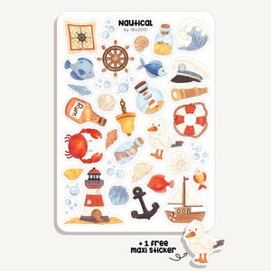 Sticker Sheet Nautical | Aufkleber Marine | Bullet Journal - Scrapbook - Planner - Dekoration - Meer - Ozean - Strand