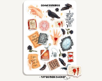 Sticker Sheet Gothic Romance | Aufkleber Gotik Romantik | Bullet Journal - Scrapbook - Planner - Dekoration - Lesen - Bücher