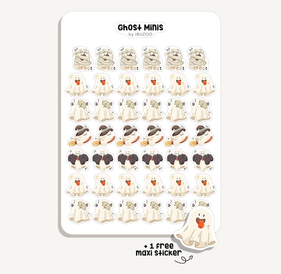 Sticker Sheet Ghost Minis | Aufkleber Geister Minis | Bullet Journal - Scrapbook - Planner - Dekoration - Gruselig - Halloween - Tracker